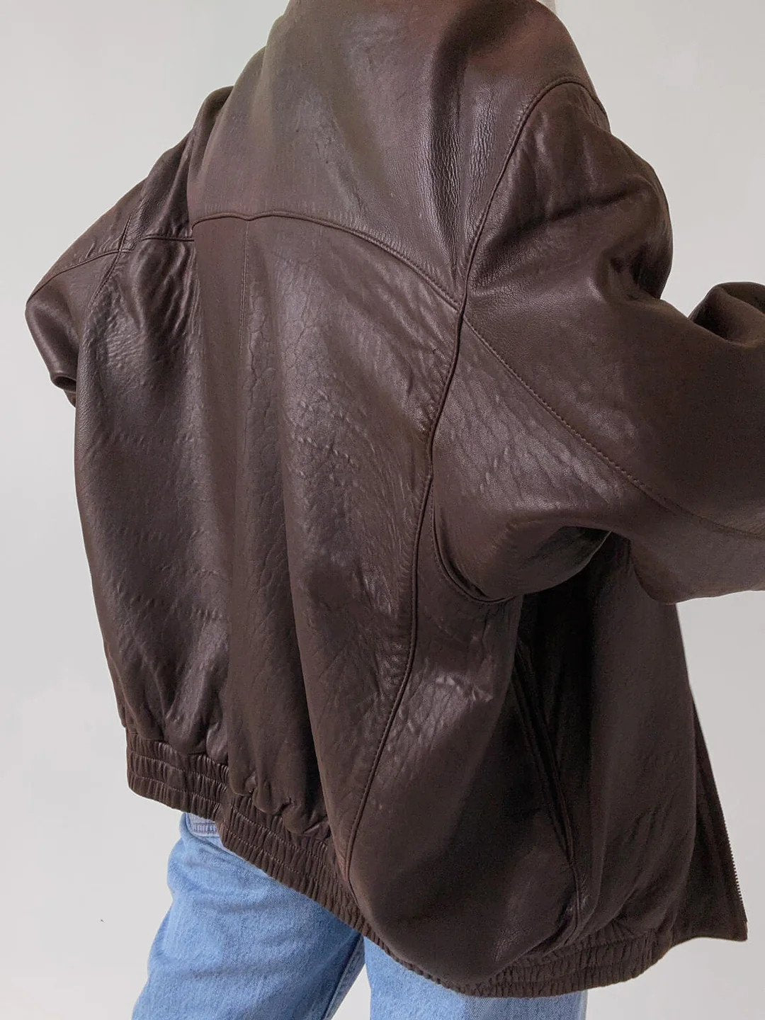 Women Brown Vintage Genuine leather Bomber jacket