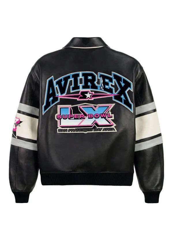 Avirex X Starter Super Bowl LX Black Leather Jacket