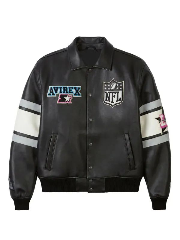 Avirex X Starter Super Bowl LX Black Leather Jacket