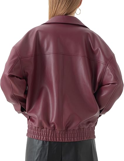 Women’s Casual Brown Leather Jacket with Front Flap Pocket