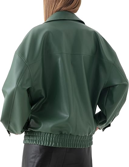 Women’s Casual Brown Leather Jacket with Front Flap Pocket