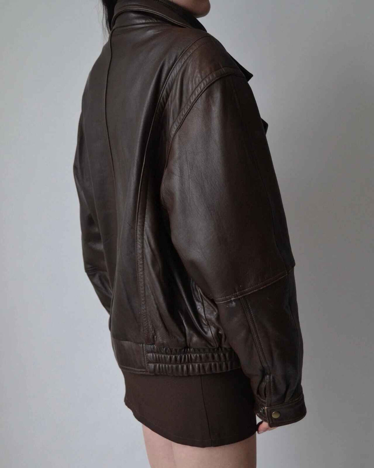 Women’s Vintage Brown Leather Bomber Jacket
