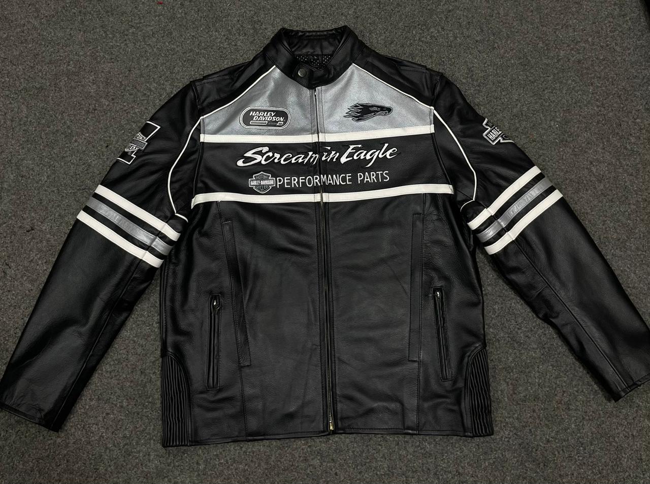 Harley-Davidson Screamin  Eagle” Black Leather Racing Jacket