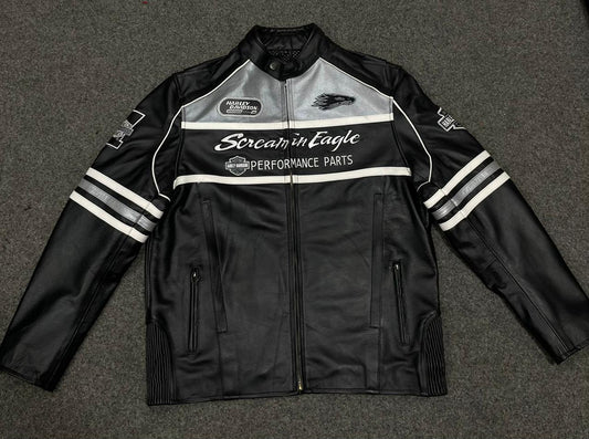 Harley-Davidson Screamin  Eagle” Black Leather Racing Jacket