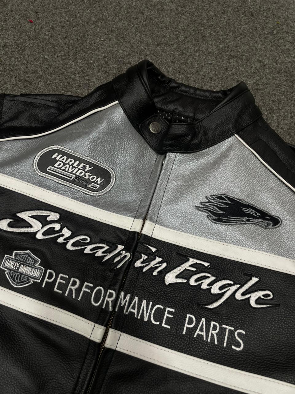 Harley-Davidson Screamin  Eagle” Black Leather Racing Jacket