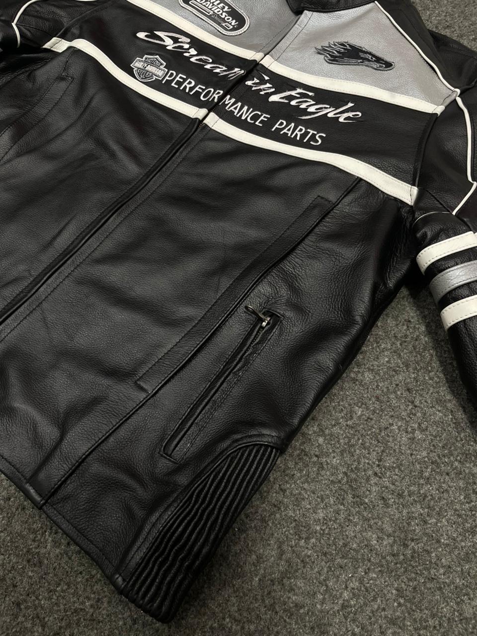 Harley-Davidson Screamin  Eagle” Black Leather Racing Jacket