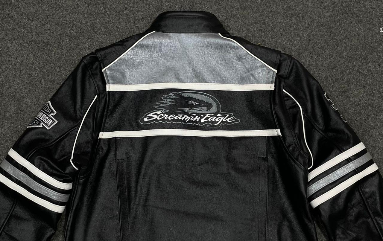Harley-Davidson Screamin  Eagle” Black Leather Racing Jacket
