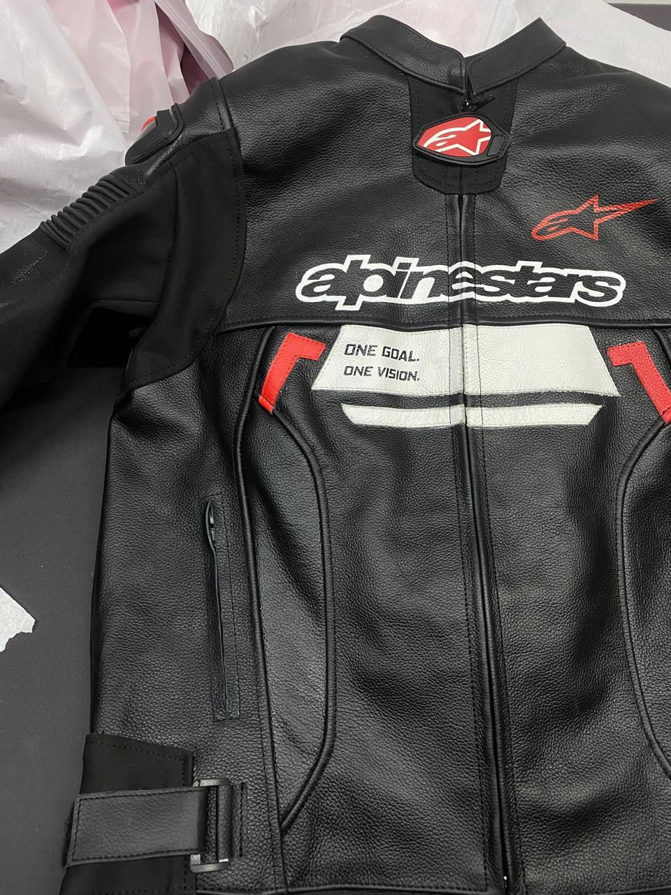 Alpinestars Original Cowhide Leather Motorbike Jacket Real Leather Racing Jacket