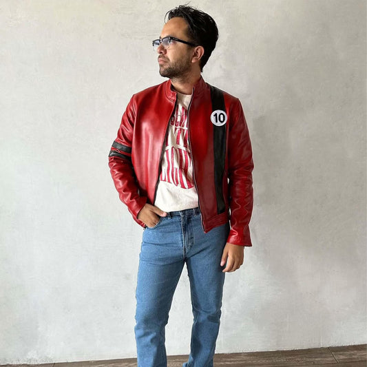 Ben Ten Real Leather Halloween Cosplay Jacket Omniverse - Superhero Ben 10 Red Costume