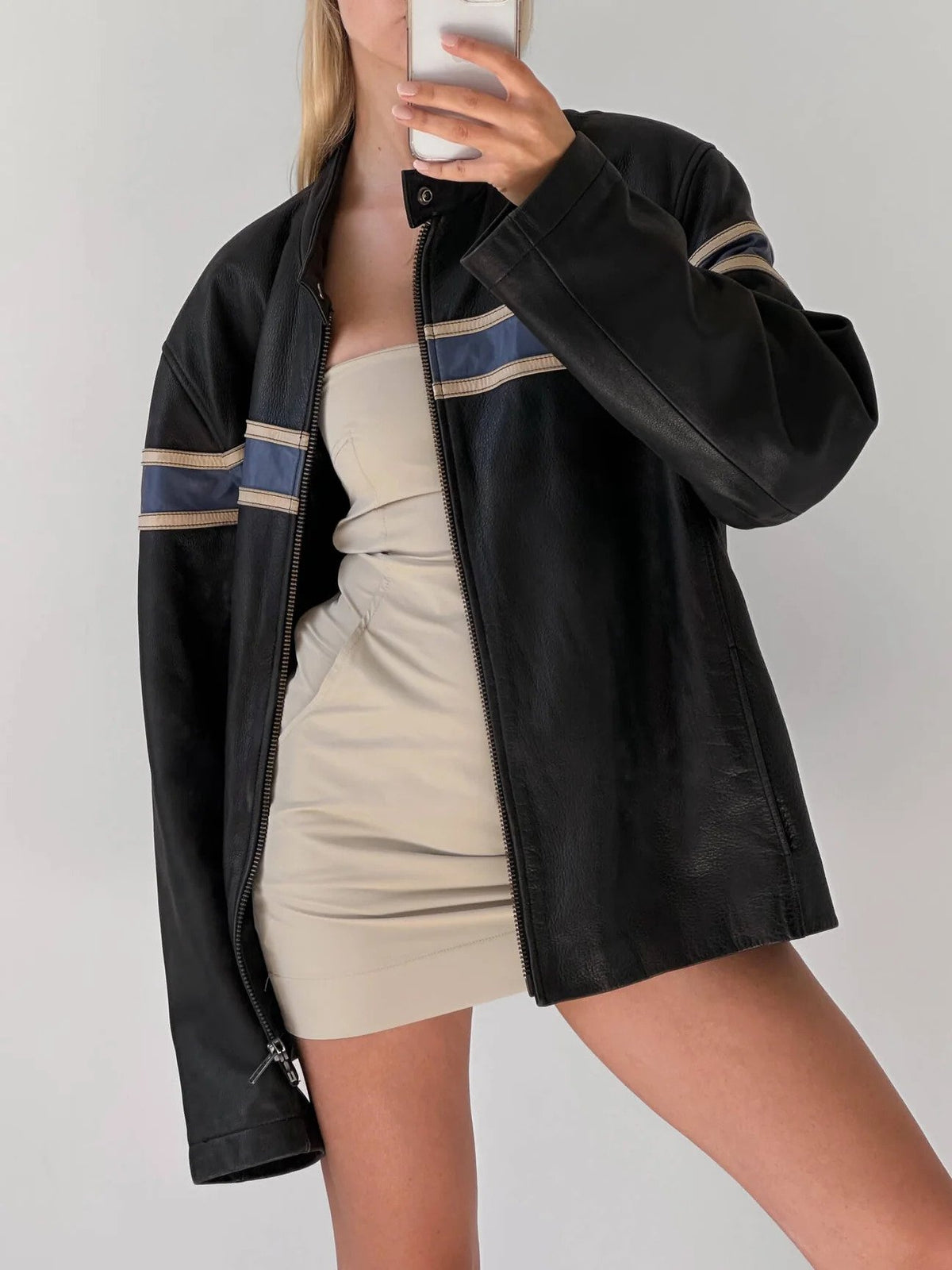 Women black Oversize Moto Bomber jacket