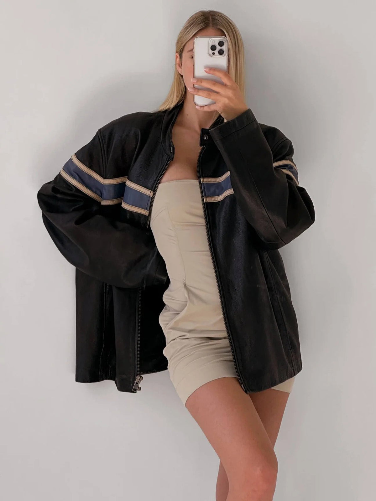 Women black Oversize Moto Bomber jacket