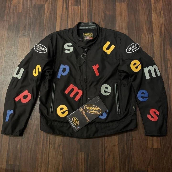 Supreme × VANSON 20ss single rider's jacket  black Leather Logo NEW