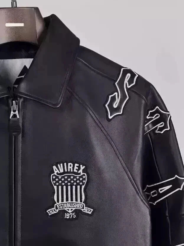 Men’s Black American Bomber Genuine Cowhide Leather Flight style Jacket