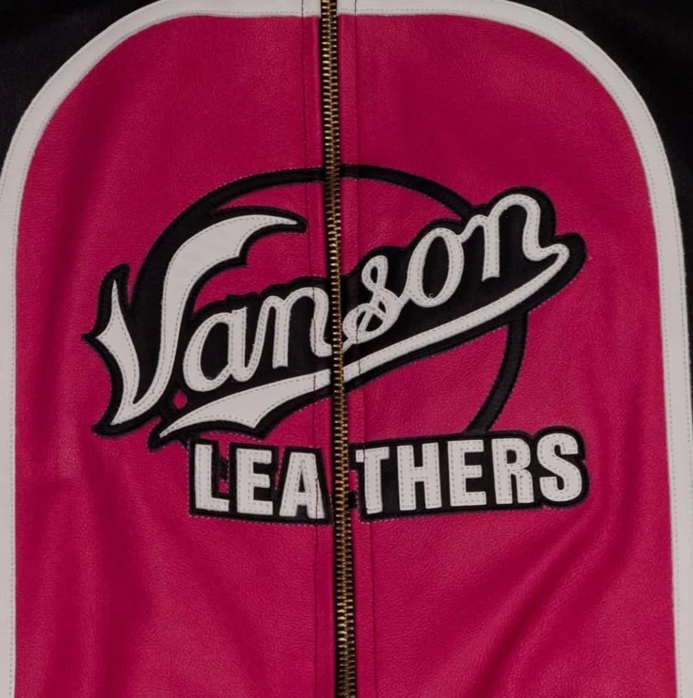 Genesis NYC Motorbike Fashion Leather Jacket Cafe Racer Black&Pink USA