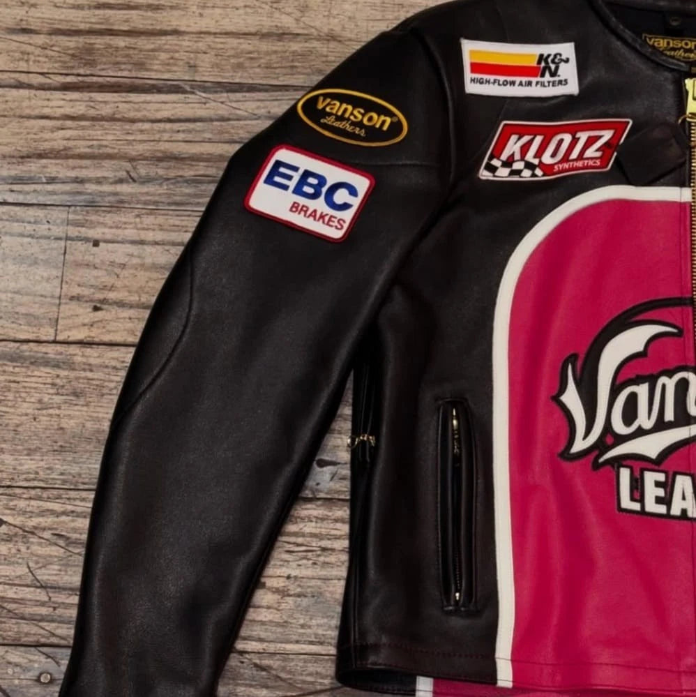 Genesis NYC Motorbike Fashion Leather Jacket Cafe Racer Black&Pink USA