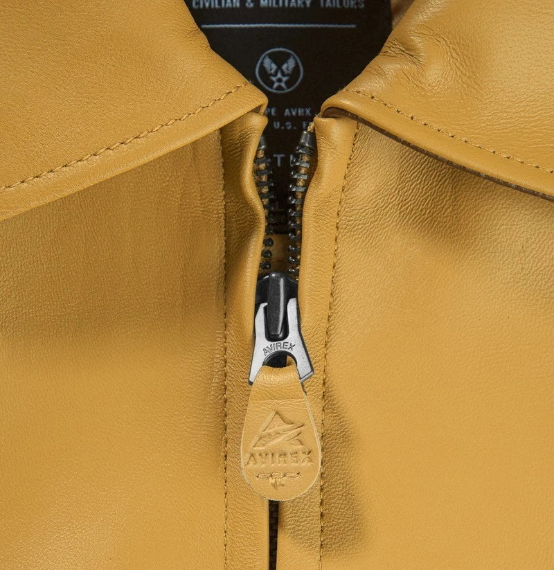 Men's Yellow American Flight Bomber Jacket Real Lambskin Leather Jacket