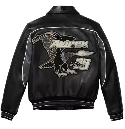 Men Black Real Bomber American Flight Jacket Real Leather Jacket Men Gift
