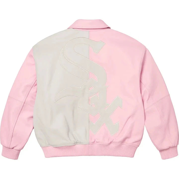 Supreme Chicago White Sox Leather Varsity Jacket Pink