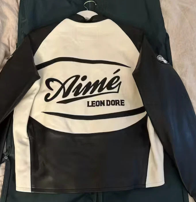 Aime Leon Dore Leather Café Racer Jacket size