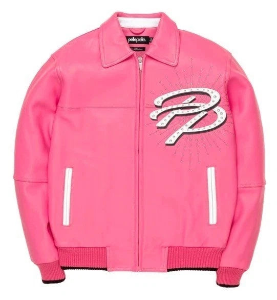 Pelle Pelle Men’s Pink Leather Jacket -GOAT Edition | Premium Biker Style Jacket