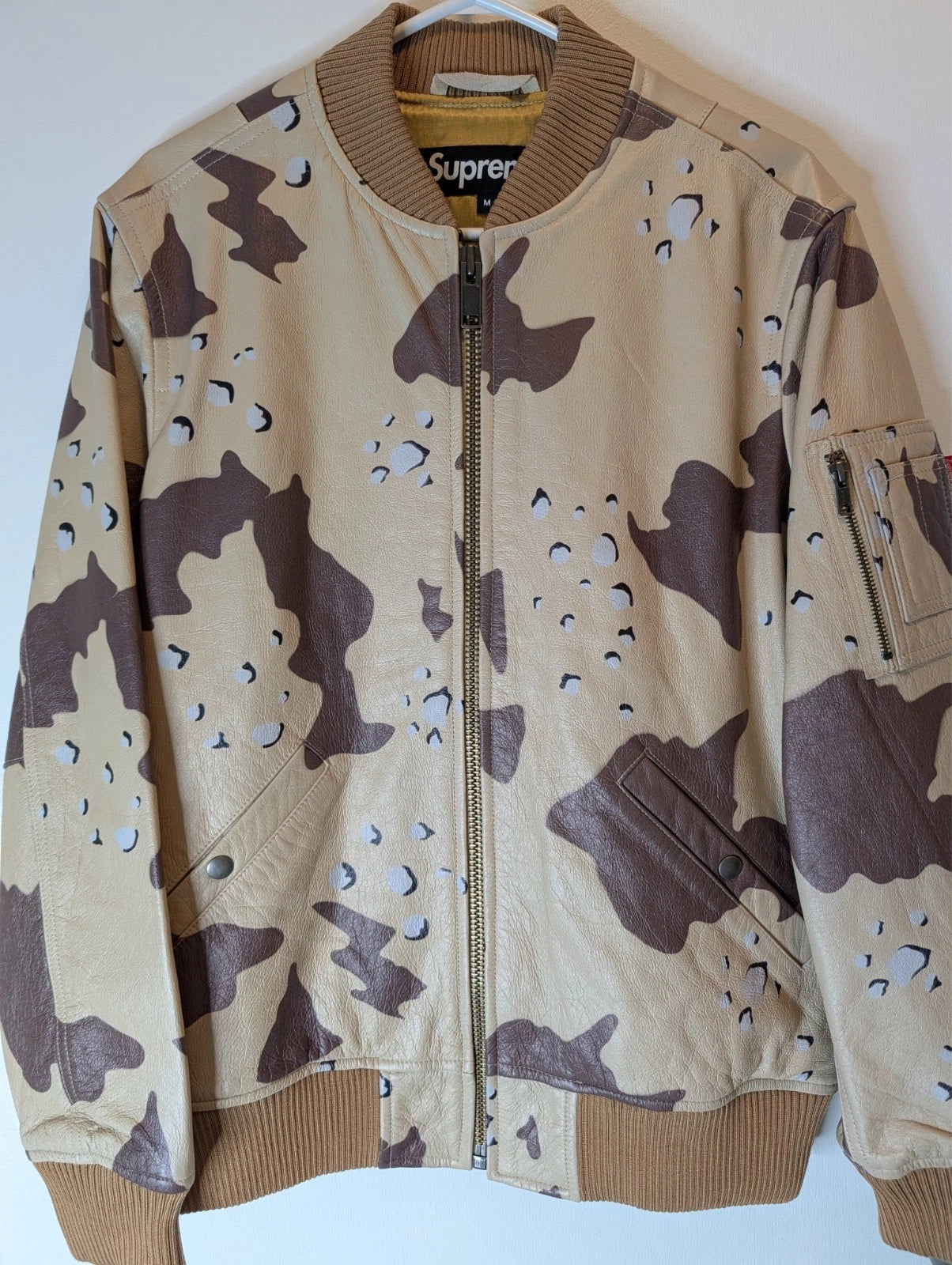 Supreme Leather MA-1 Jacket Desert Camo SS17 Mens Bomber