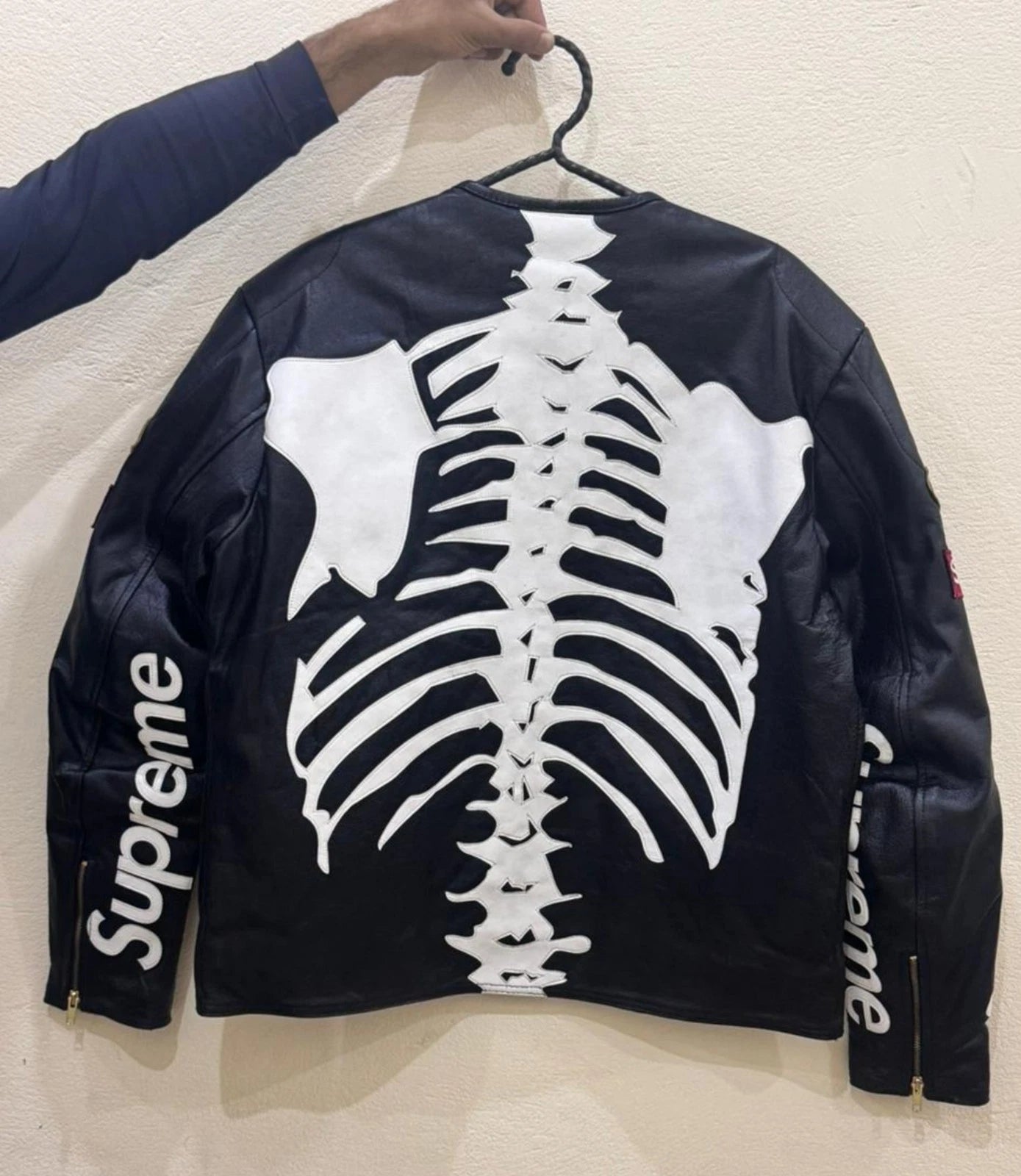 Supreme Vanson Skeleton Leather Biker Motorcycle Racing Jacket Men