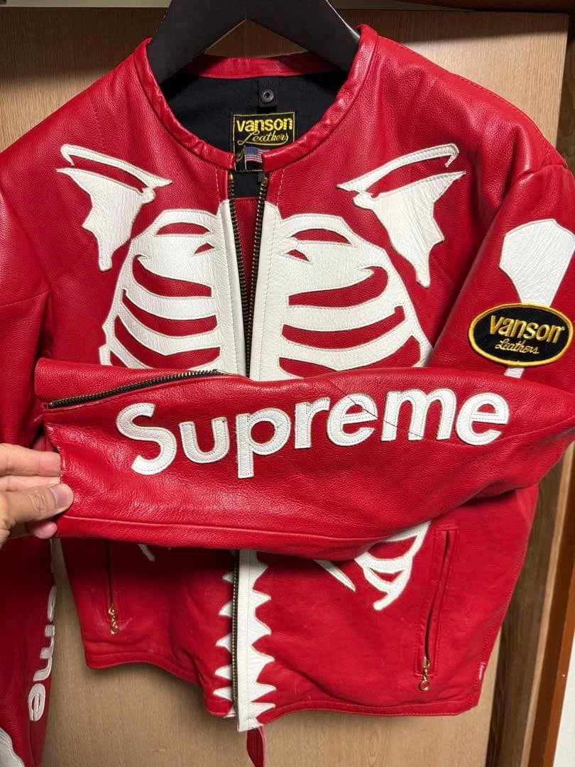 Vanson Supreme Red Leather Motorcycle Jacket  Slight Wear, Vintage Style