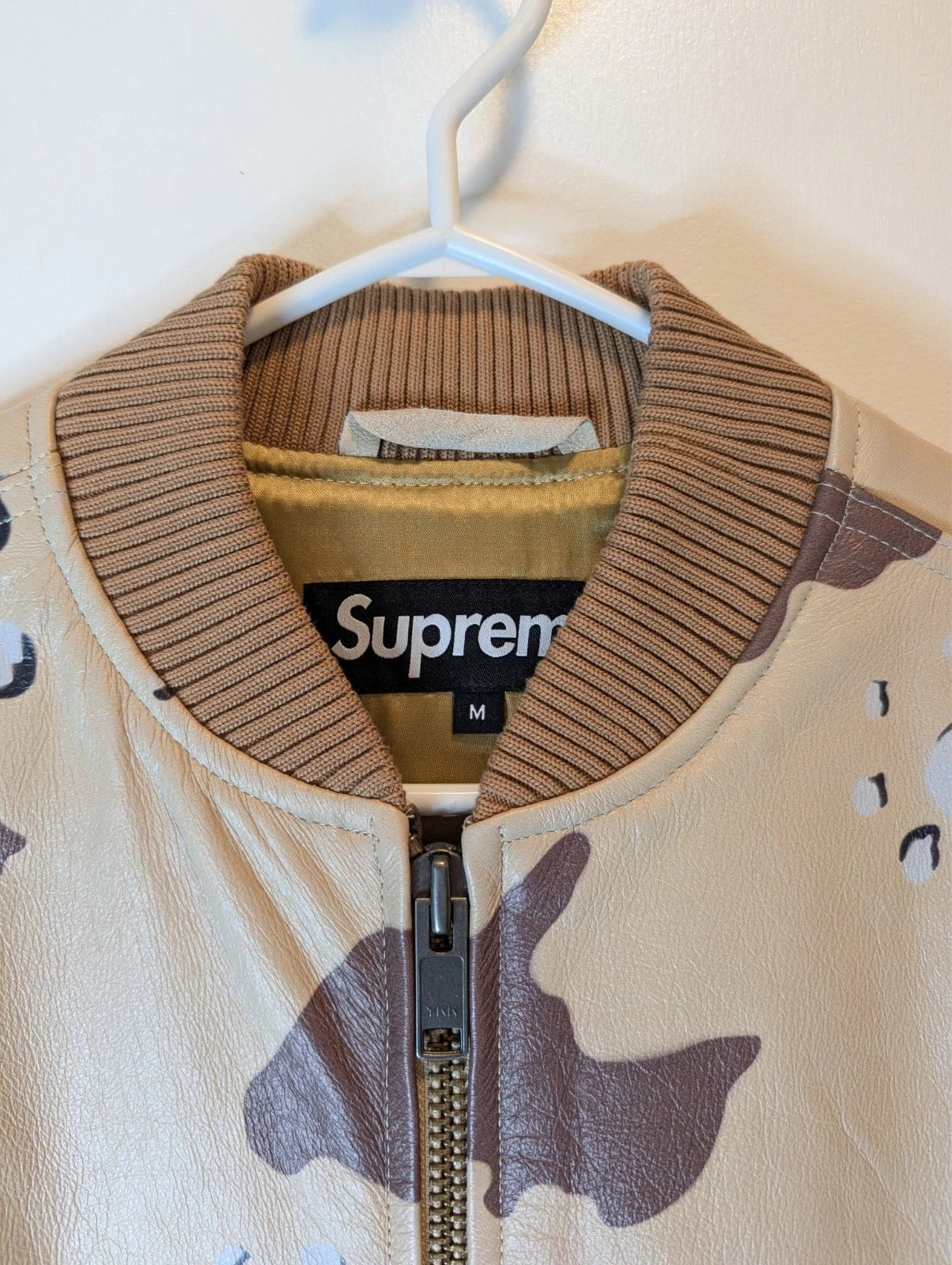 Supreme Leather MA-1 Jacket Desert Camo SS17 Mens Bomber