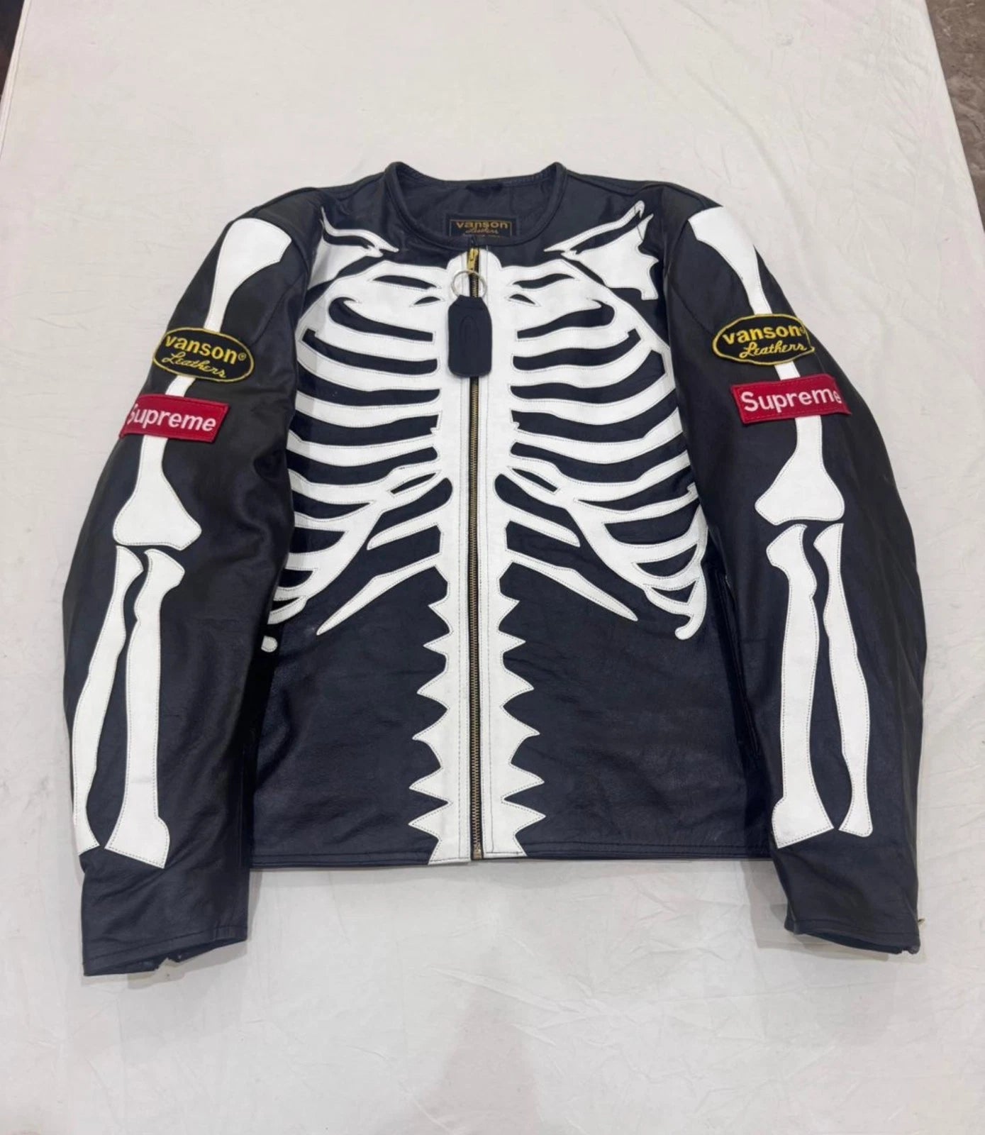 Supreme Vanson Skeleton Leather Biker Motorcycle Racing Jacket Men