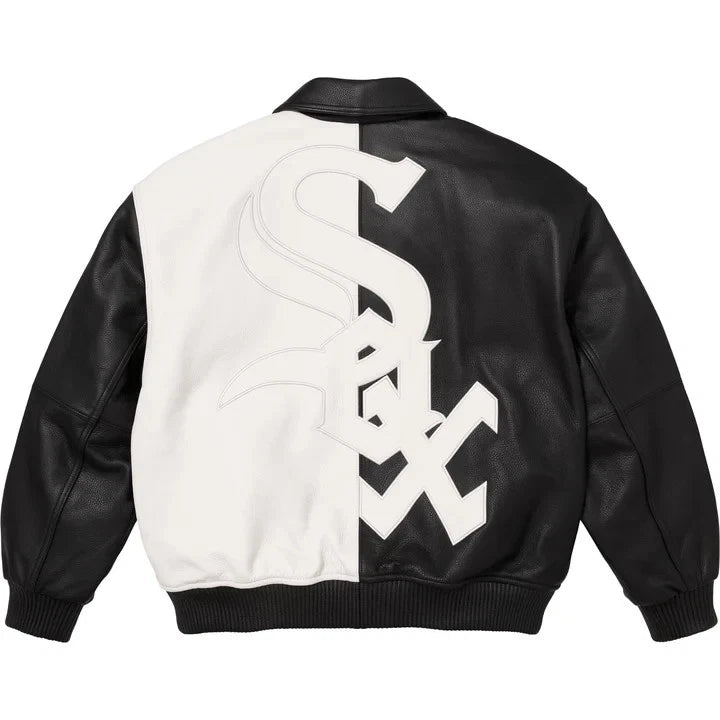 Supreme Chicago White Sox Leather Varsity Jacket Black
