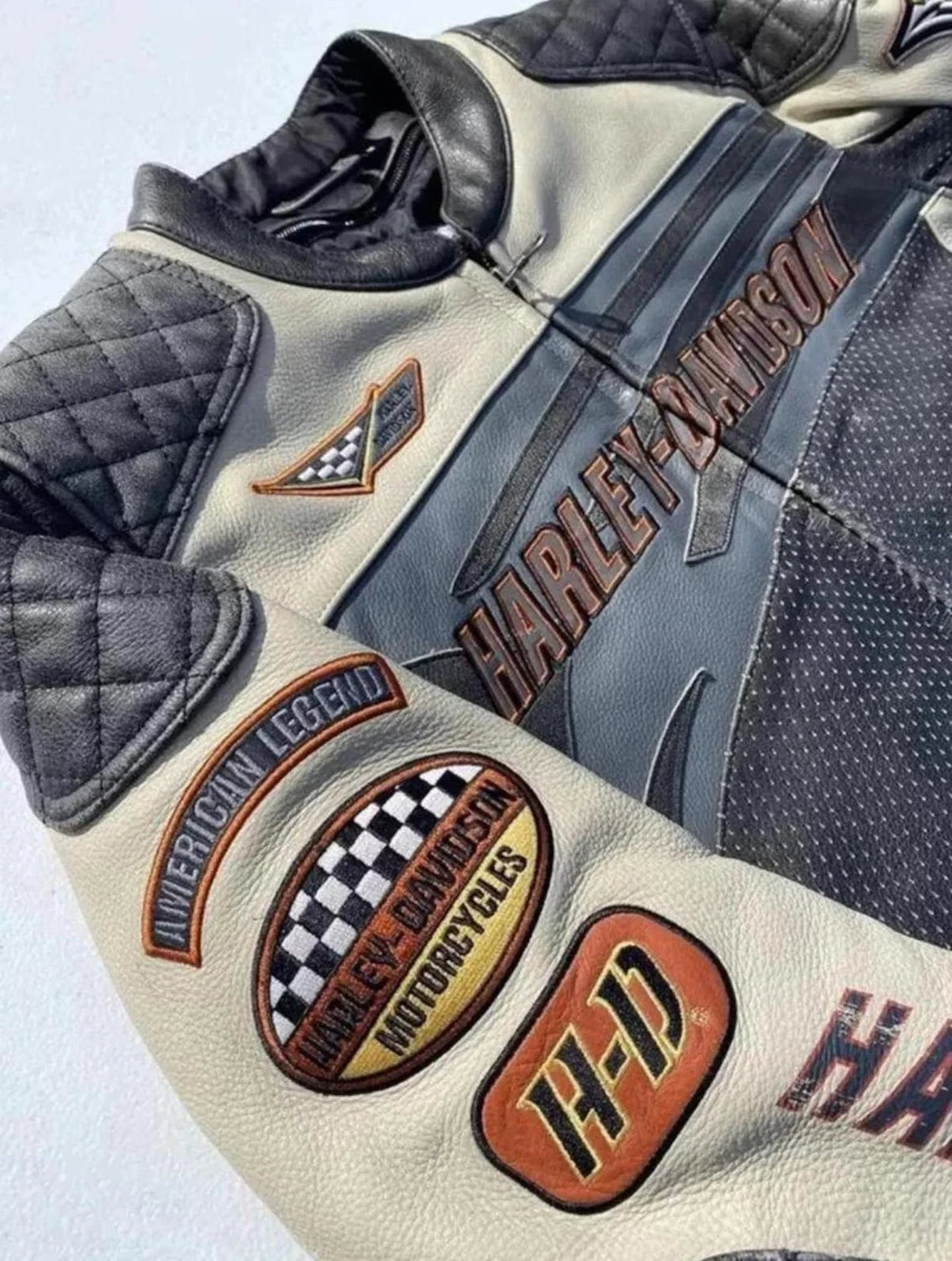 Men Black Quilted Cowhide Leather Davidson Motorcycle Jacket Slim Fit