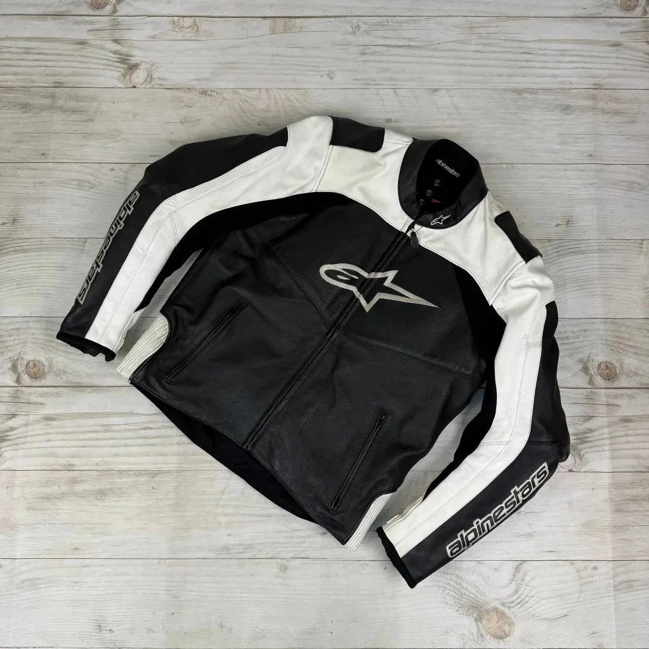 Alpiestars Leather Jacket Moto Armoured Padded Lined Black