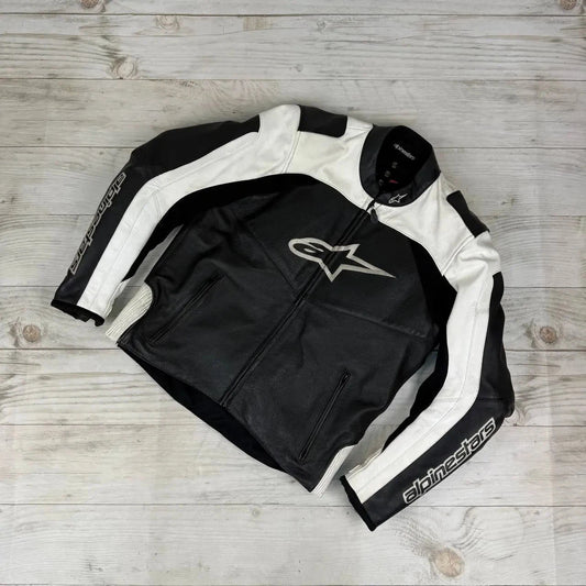 Alpiestars Leather Jacket Moto Armoured Padded Lined Black