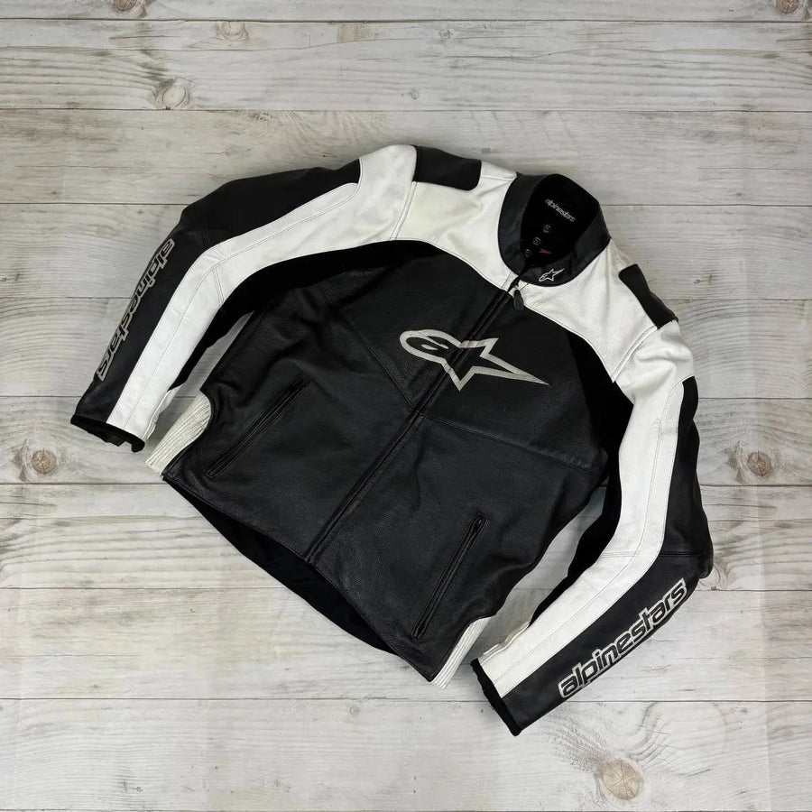 Alpiestars Leather Jacket Moto Armoured Padded Lined Black