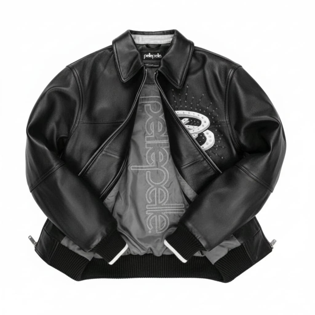 Pelle Pelle Men’s Black Leather Jacket – GOAT Edition | Premium Biker Style