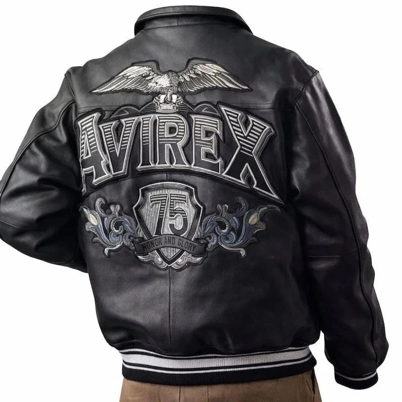 Men's USA Aviator 75 King's Flight Bomber Genuine Cowhide Leather Jacket