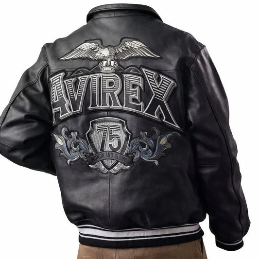 Men's USA Aviator 75 King's Flight Bomber Genuine Cowhide Leather Jacket
