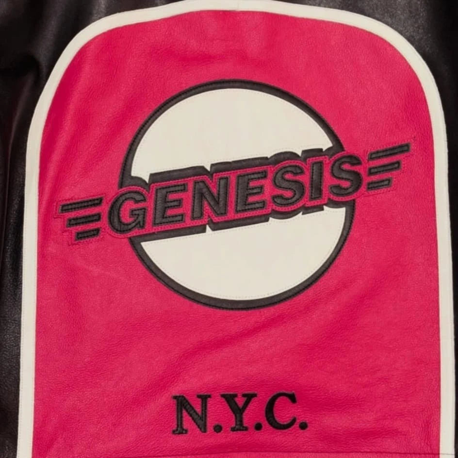 Genesis NYC Motorbike Fashion Leather Jacket Cafe Racer Black&Pink USA