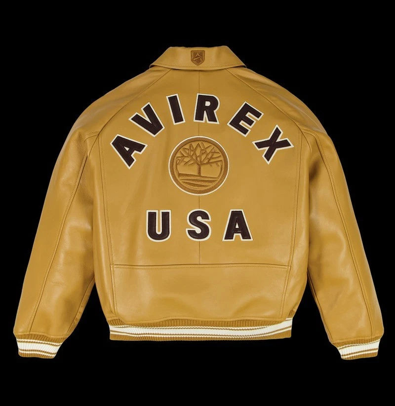 Men's Yellow American Flight Bomber Jacket Real Lambskin Leather Jacket