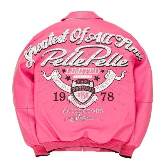 Pelle Pelle Men’s Pink Leather Jacket -GOAT Edition | Premium Biker Style Jacket