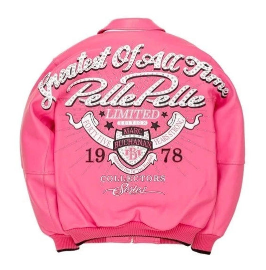 Pelle Pelle Men’s Pink Leather Jacket -GOAT Edition | Premium Biker Style Jacket