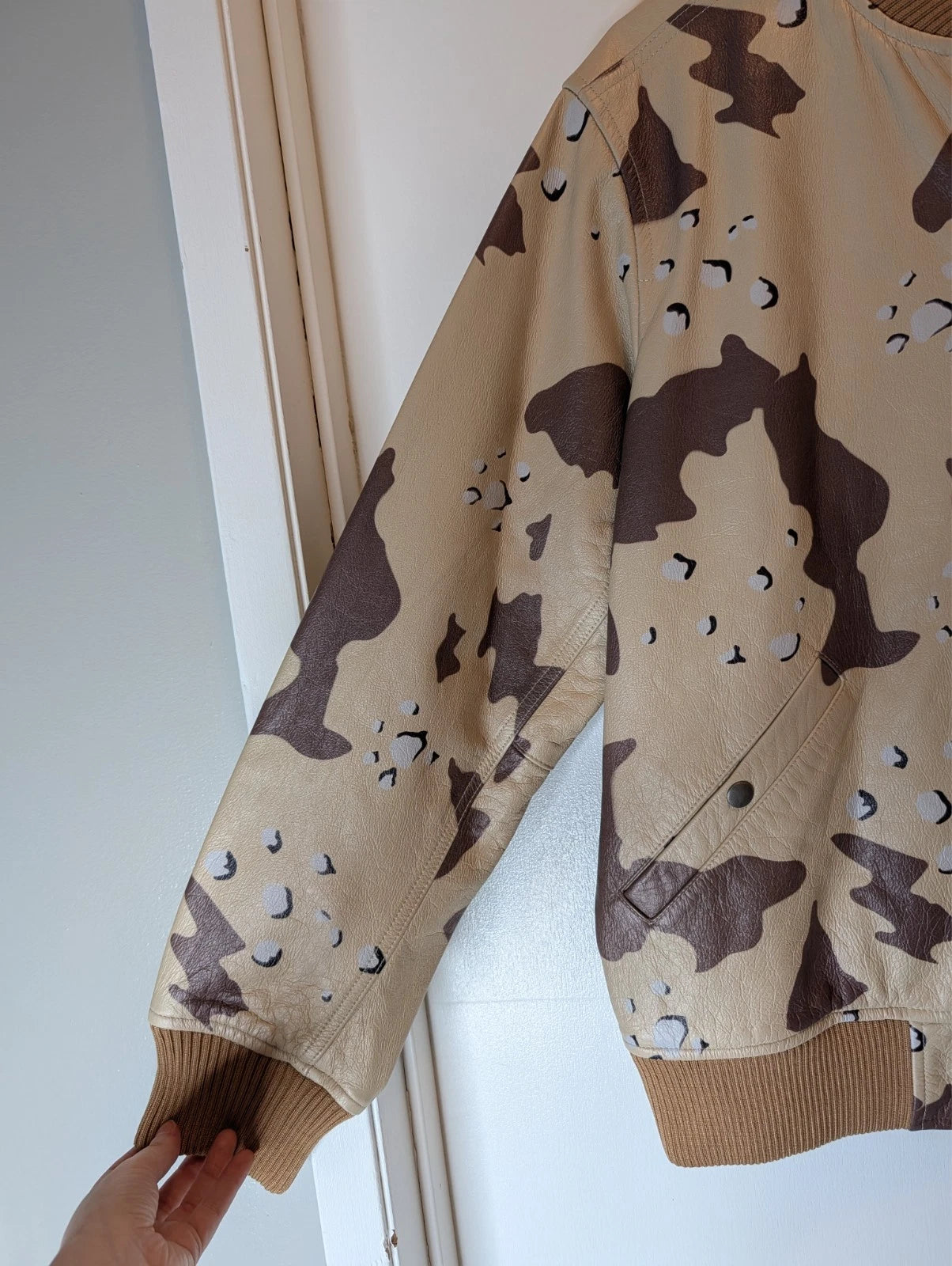 Supreme Leather MA-1 Jacket Desert Camo SS17 Mens Bomber