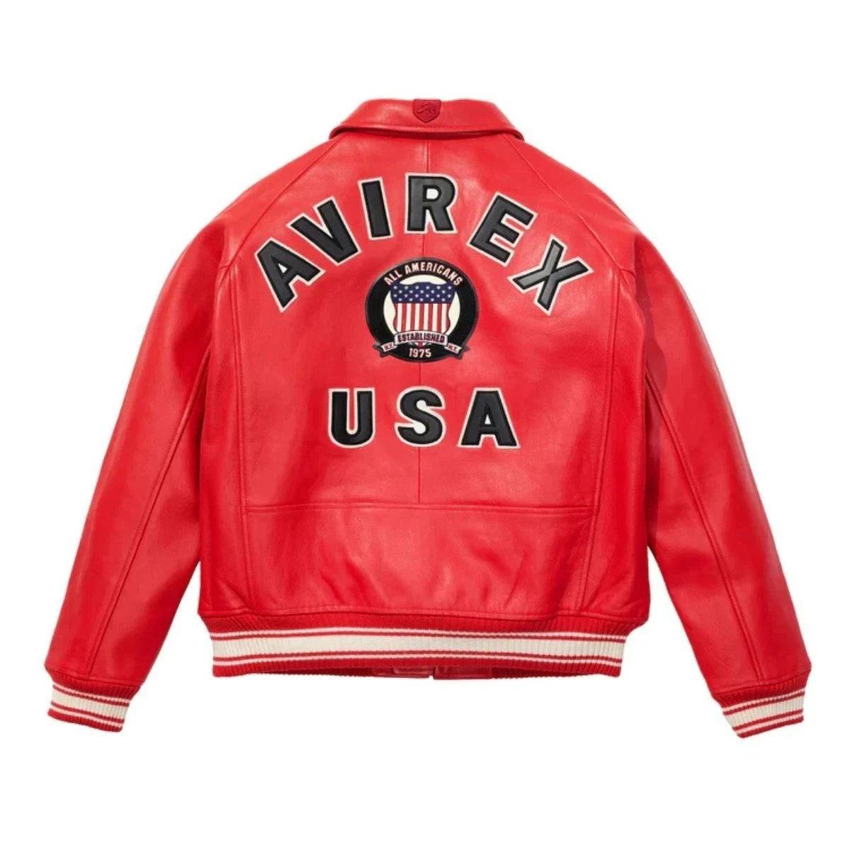 Men’s Red American Icon Flight Bomber Real Cowhide Leather Flying Jacket