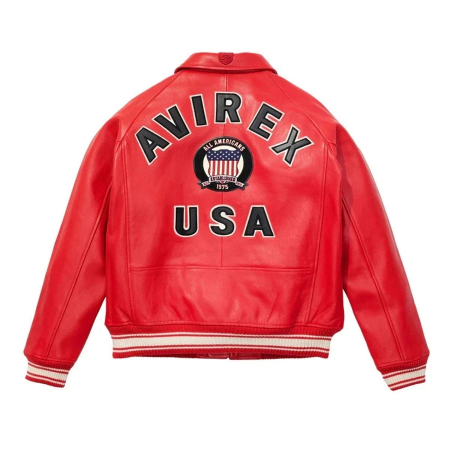 Men’s Red American Icon Flight Bomber Real Cowhide Leather Flying Jacket