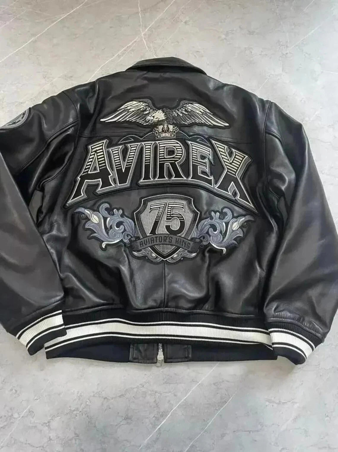 Men's USA Aviator 75 King's Flight Bomber Genuine Cowhide Leather Jacket