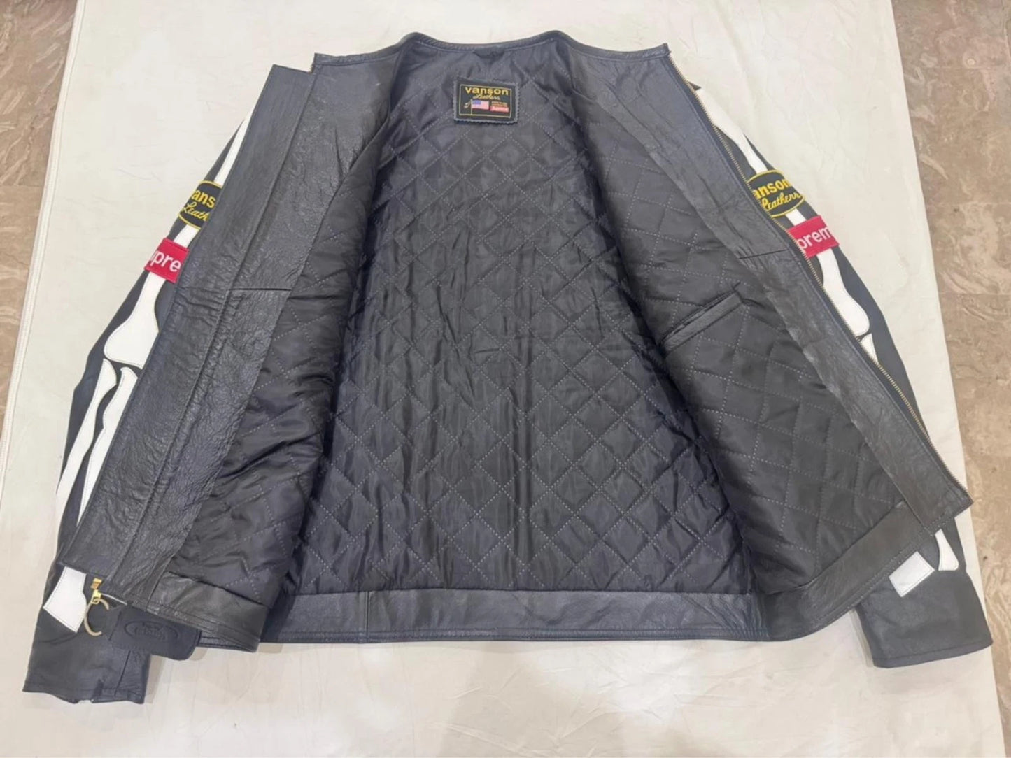 Supreme Vanson Skeleton Leather Biker Motorcycle Racing Jacket Men