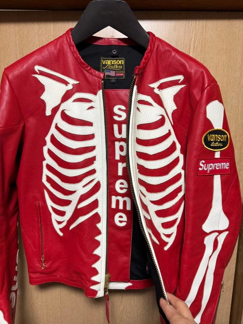 Vanson Supreme Red Leather Motorcycle Jacket  Slight Wear, Vintage Style