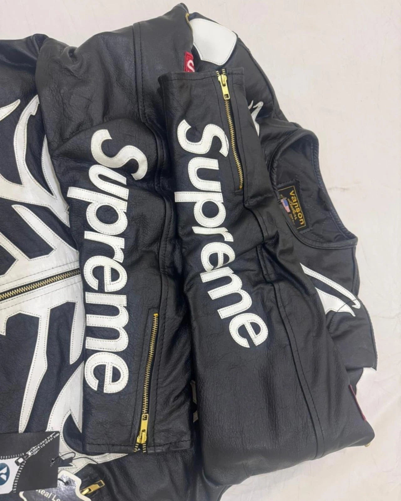 Supreme Vanson Skeleton Leather Biker Motorcycle Racing Jacket Men