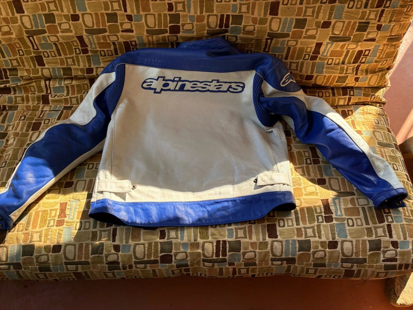 Alpine Stars Leather Motorcycle Jacket White and Blue