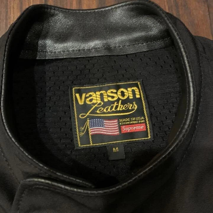 Supreme × VANSON 20ss single rider's jacket  black Leather Logo NEW